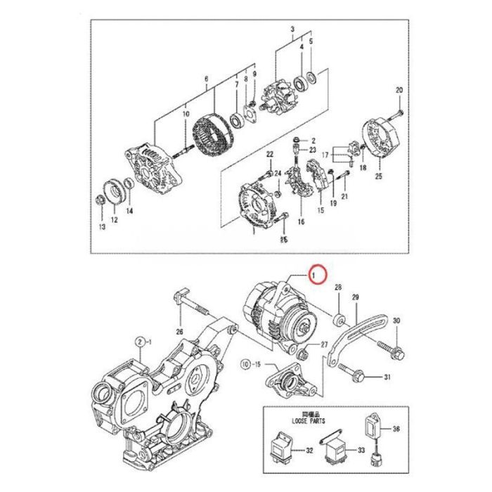 Yanmar 12V 55A Alternator 119626-77210 119626-77220 Compatible for Yanmar Engine 3TNV70 3TNV76 3TNE88 3TNV88 3TNV88F 4TNE84 4TNV88 4TNE88 4TNE94 4TNV94