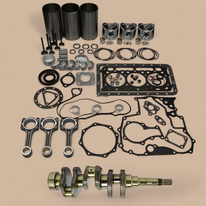 Kubota Standard Overhaul Rebuild Kit and 3 Pieces Connecting Rod with Crankshaft Compatible for Kubota D1703 D1703E Engine L3300 KL265