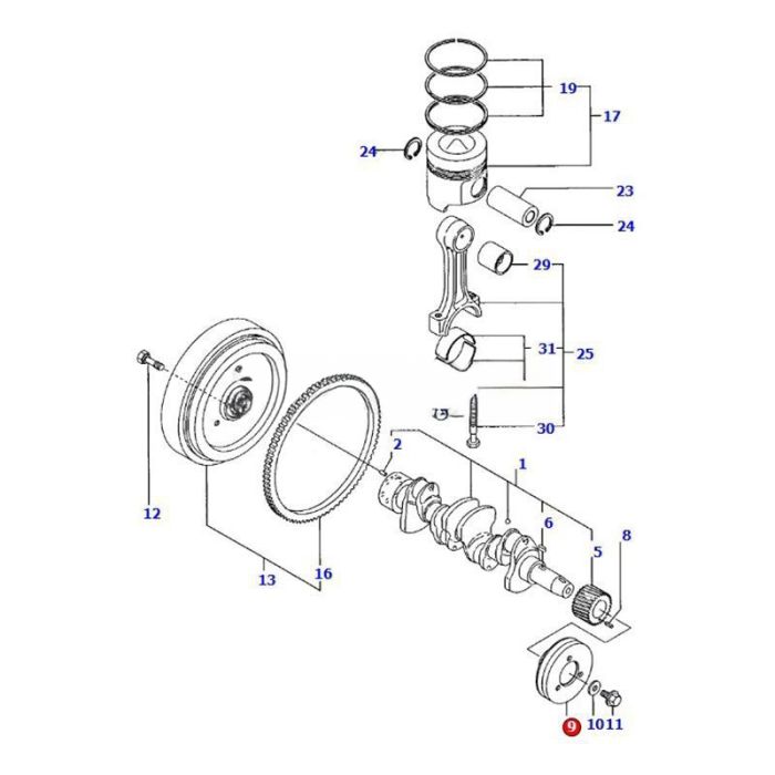 Yanmar Crankshaft V-Pulley 119823-21650 Compatible for Yanmar Engine 4TNE84 4TNE84-EWA 4TNE88-EWA 4TNE88-EWA2 4TNE84-EYB