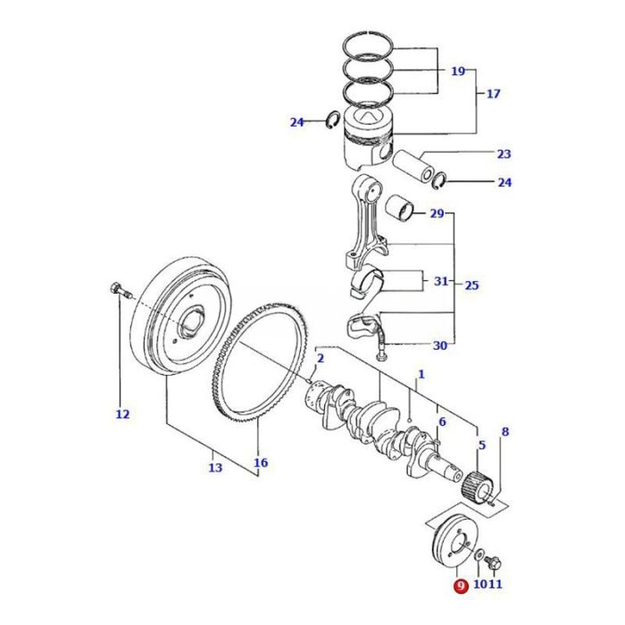 Komatsu Crankshaft V-Pulley YM119823-21650 Compatible for Komatsu Engine S3D84E-3