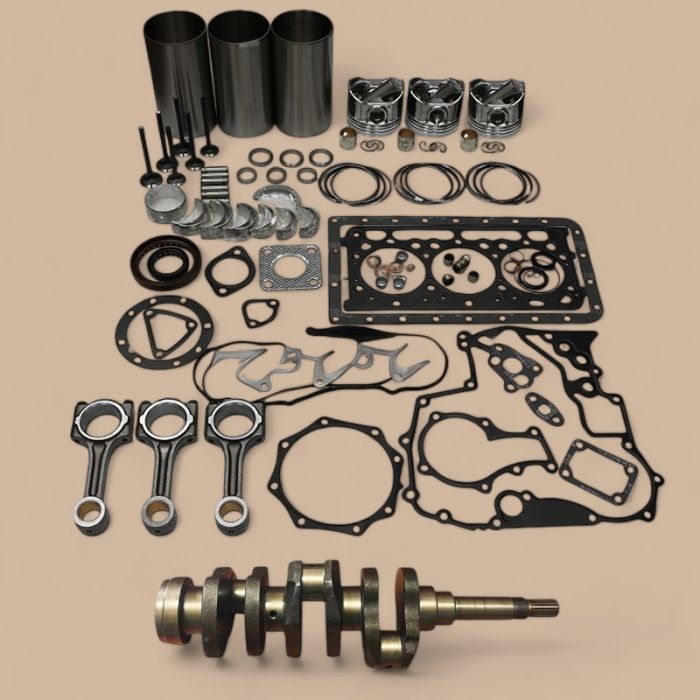 Kubota D1803 Engine Standard Overhaul Rebuild Kit and 3 Pieces Connecting Rod with Crankshaft Compatible for Kubota L2800F L3240F L3400F L3540GST