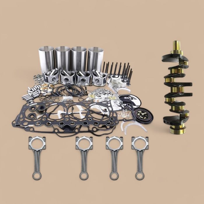 Kubota V3307 V3307T V3307-DI Engine Overhaul Rebuild Kit and 4PCS Connecting Rod with Crankshaft Compatible for Kubota Loader SSV75 Excavator KX080-3 KX080-4