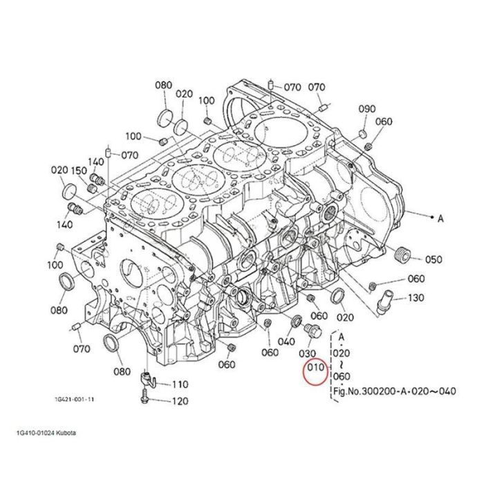 Kubota Bare Cylinder Block 1G410-01027 1G410-01024 Compatible for Kubota Engine V6108