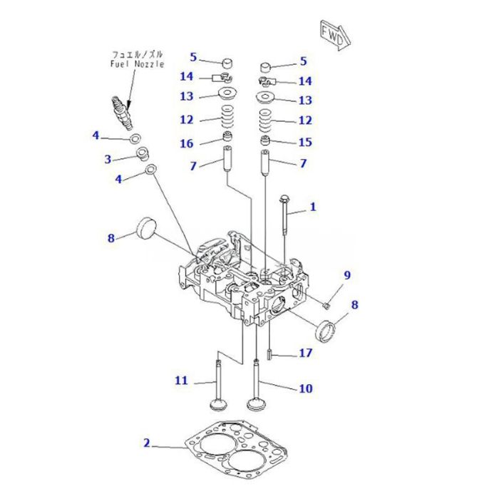 Yanmar Complete Cylinder Head 119415-11740 Compatible for Yanmar 2TNV70 Komatsu 2D70E-5 Thermo King TK270VFM Engine