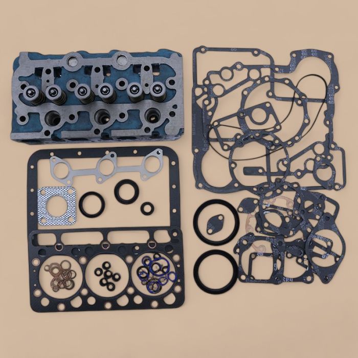 Kubota Engine D950 D950A D950-B D950B Complete Cylinder Head and Full Gasket Kit Compatible for Kubota B1400 B1402 B1500 B1502 B1550 B1600 B1700 B1750 F2000 F2100 Kioti CK20 LB1914 Tractor