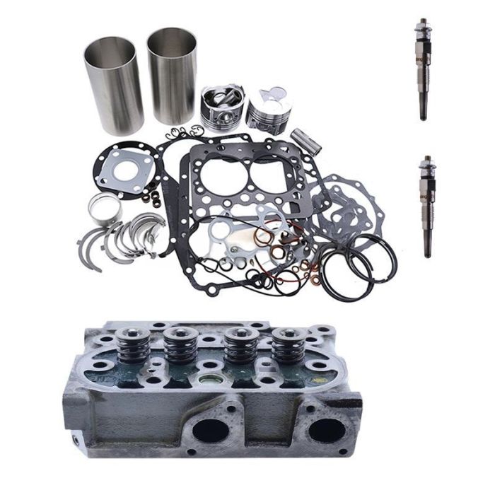 Kubota Overhaul Rebuild Kit & Complete Cylinder Head & Glow Plug Compatible for Kubota Engine Z482