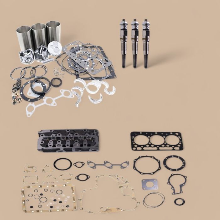 Kubota Standard Overhaul Rebuild Kit & Complete Cylinder Head & Glow Plug Compatible for Kubota Engine D722