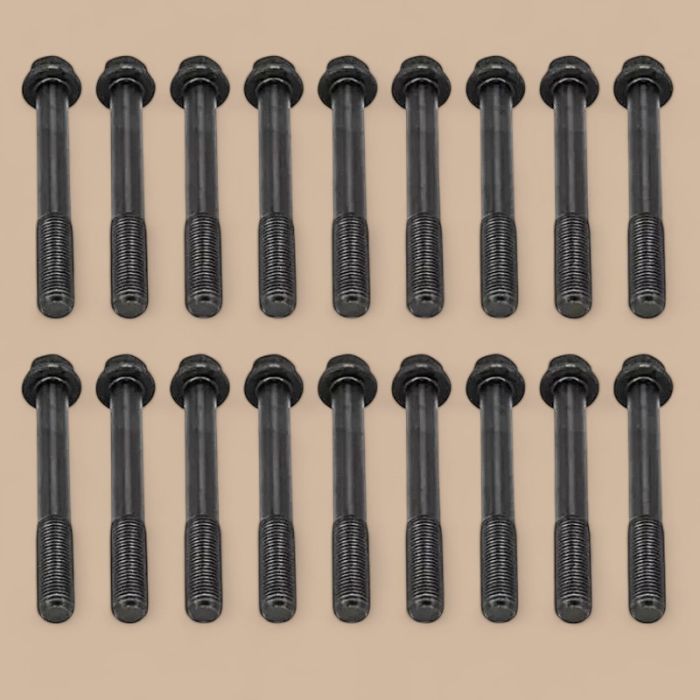Yanmar 18Pcs Cylinder Head Bolt 119174-01200 Compatible for Yanmar 4TNE106 4TNV106 4TNV106T 4LHA 4LH-STE Komatsu 4D106 Engine