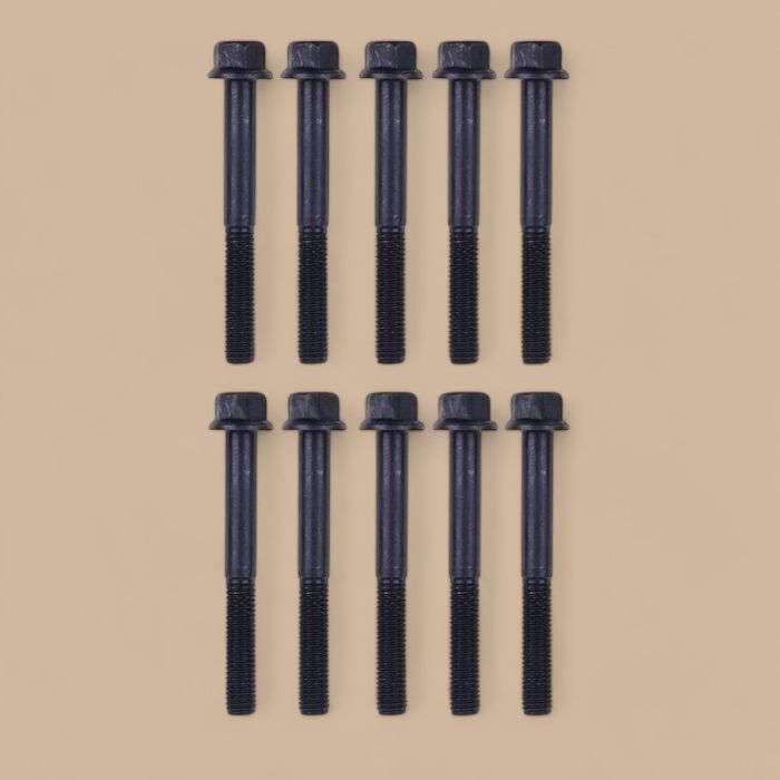 Komatsu 10Pcs Cylinder Head Bolt YM119515-01200 Compatible for Komatsu Engine 2D70E-5S-BA