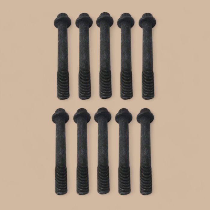 Isuzu 10Pcs Cylinder Head Bolt 8970369591 Compatible for Isuzu Engine 3LD1 3LD2 4LE1 4LE2 John Deere Excavator 35ZTS 50C 27C 75D 50ZTS 27ZTS 85D 35C