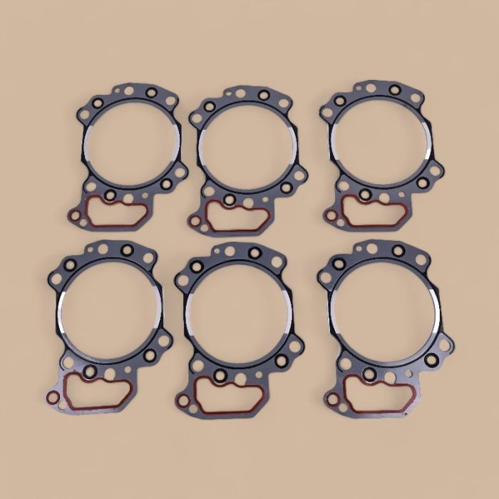 Komatsu 6Pcs Cylinder Head Gasket 6150-17-1813 Compatible for Komatsu Engine 6D125-1 S6D125-1 Wheel Loader WA470-3 Motor Grader GD663A-2 Excavator PC400LC-5