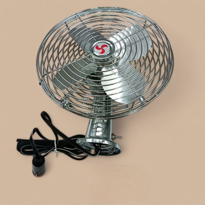 Heavy 12V / 24V 2-Speed Chrome Metal Fan Compatible for Heavy-Duty Truck Car Camper Boat