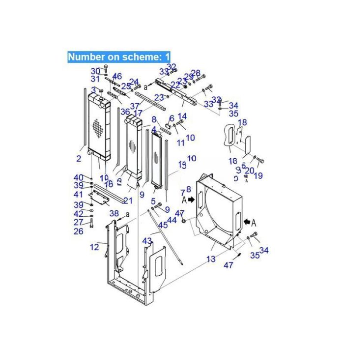 Komatsu For Komatsu Wheel Loader WA380Z-6 Water Tank Radiator ASS'Y 423-03-41440