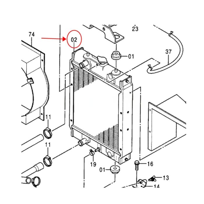 Hitachi Radiator 4440024 Compatible for Hitachi Excavator EX17U EX17UNA EX20UR-3 ZX16 ZX18 ZX20UR ZX25