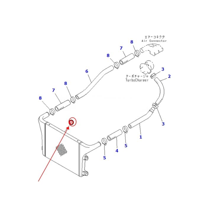 Komsatu Aftercooler 6223-63-4200 6223634200 Compatible for Komsatu Engine SAA6D108E-2A Excavator PC300-6 PC300-6Z PC300LC-6Z PC340NLC-6