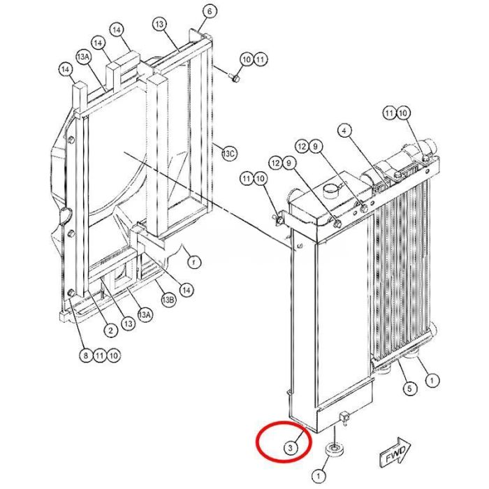 Caterpillar Water Tank Radiator 378-1255 Compatible for Caterpillar CAT Engine C2.4 Excavator 305.5E 305.5E2 305.5E2CR 305E 305E2 305E2CR