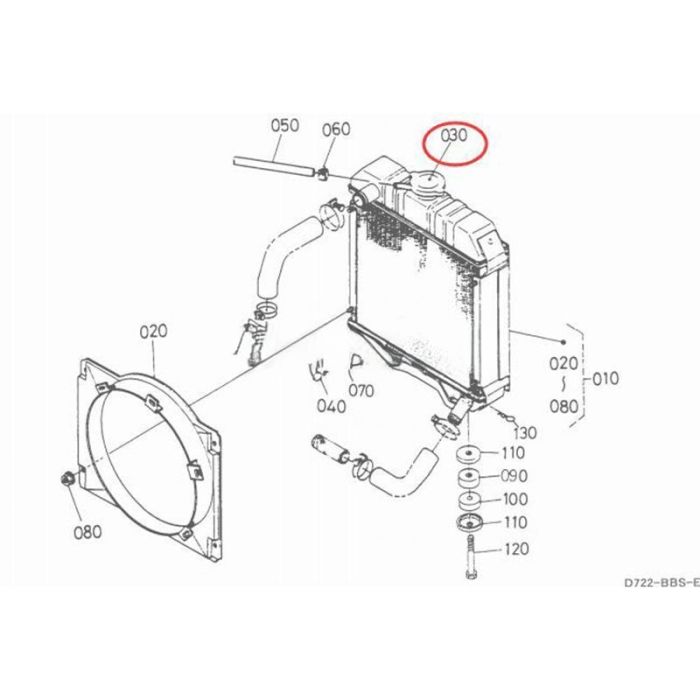 Kubota Radiator Assembly 16853-72060 Compatible for Kubota Engine D722