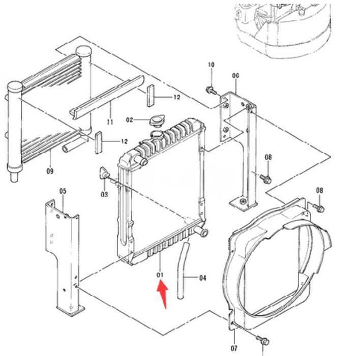 Hitachi Water Tank Radiator Core ASS'Y 4294854 Compatible for Hitachi Excavator EX30 EX35 EX40UR EX40UR-2