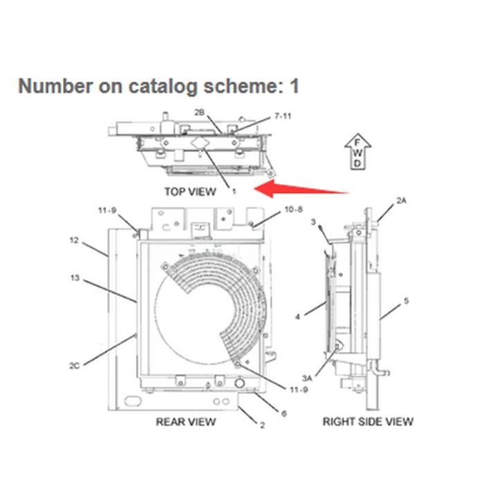 Caterpillar Water Tank Radiator Core ASS'Y 245-2138 2452138 Compatible for Caterpillar CAT 305CR 305 Mini Excavator