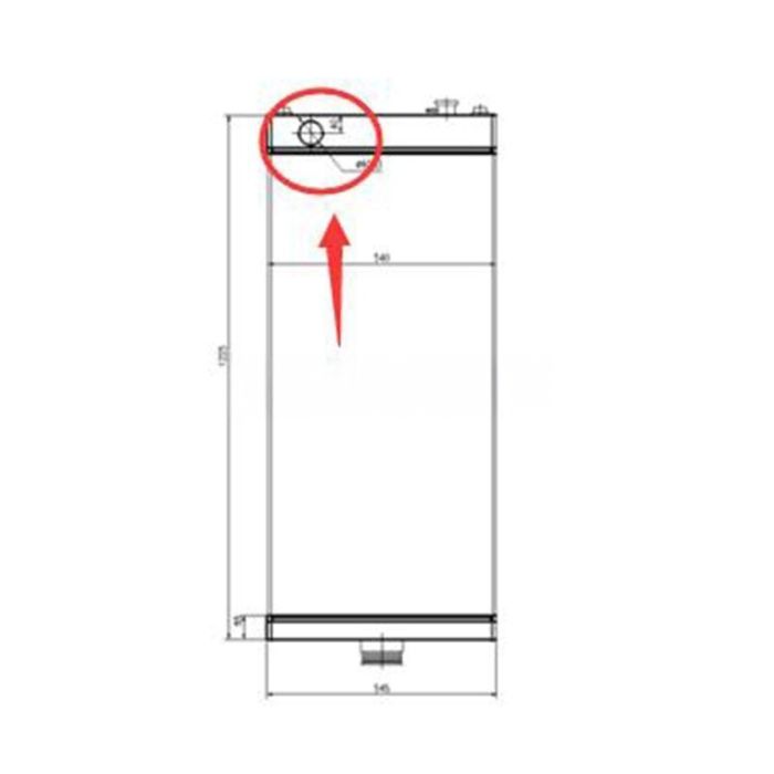 Komatsu Water Tank Radiator 425-03-32221 Compatible for Komatsu Wheel Loader WA500-6 Hole Left