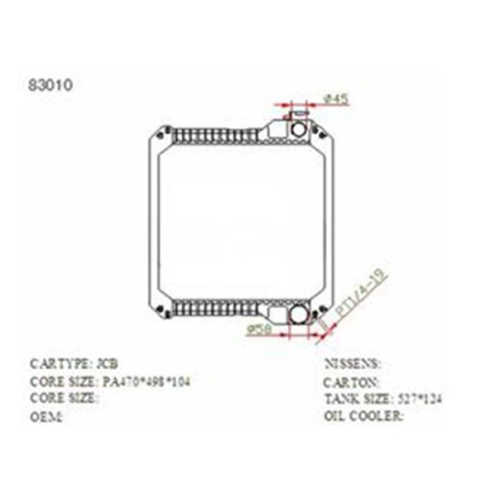 JCB Water Tank Radiator Core Assy Compatible for JCB-003 470*500*104mm