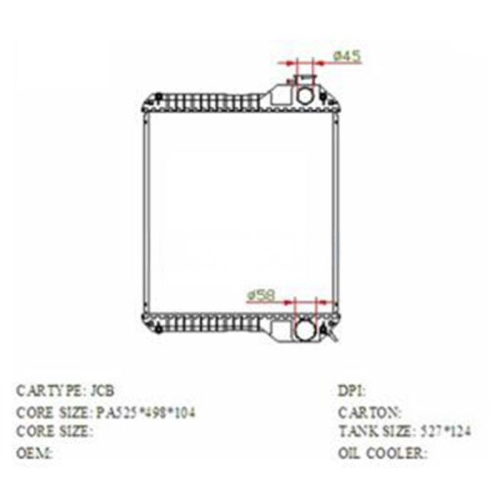 JCB Water Tank Radiator Core Assy Compatible for JCB-004 525*500*104mm