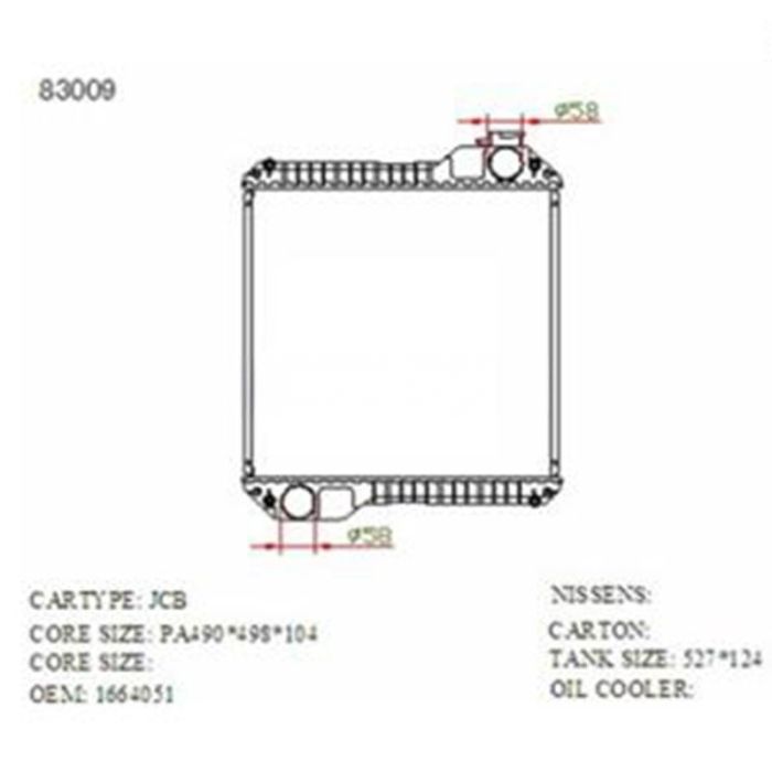 JCB Water Tank Radiator Core Assy Compatible for JCB-002 490*500*104mm