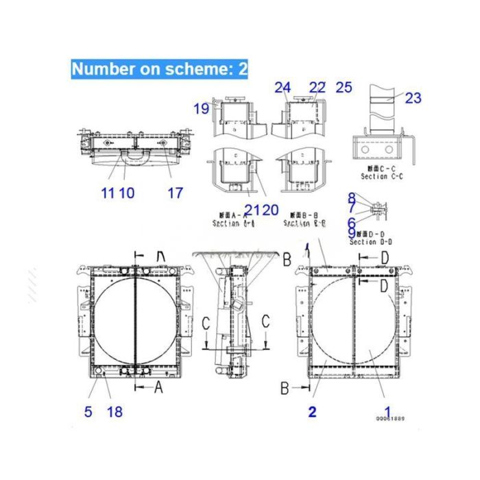 Komatsu For Komatsu Dump Truck HM250-2 HM300-2 Water Tank Radiator Core ASS'Y 56D-03-21221