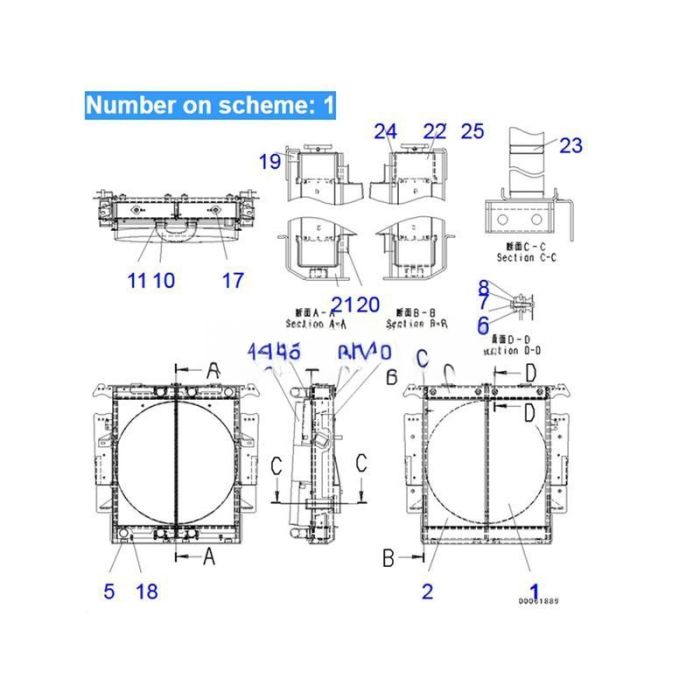 Komatsu For Komatsu Dump Truck HM250-2 HM300-2 Water Tank Radiator Core ASS'Y 56D-03-21210 56D-03-21211