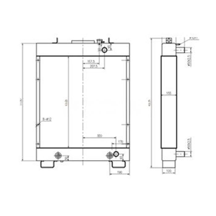 Komatsu Water Tank Radiator 134-03-61112 Compatible for Komatsu D61EX-12 D61PX-12 Bulldozers