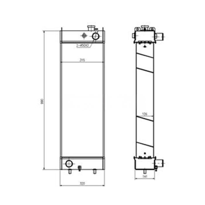 Kobelco Water Tank Radiator YN05P000585001 Compatible for Kobelco Excavator SK200-8