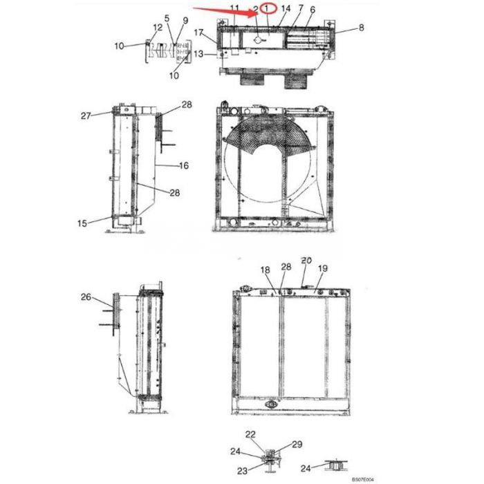 Kobelco Water Tank Radiator LB05P00018S001 Compatible for Kobelco Excavator SK260-9