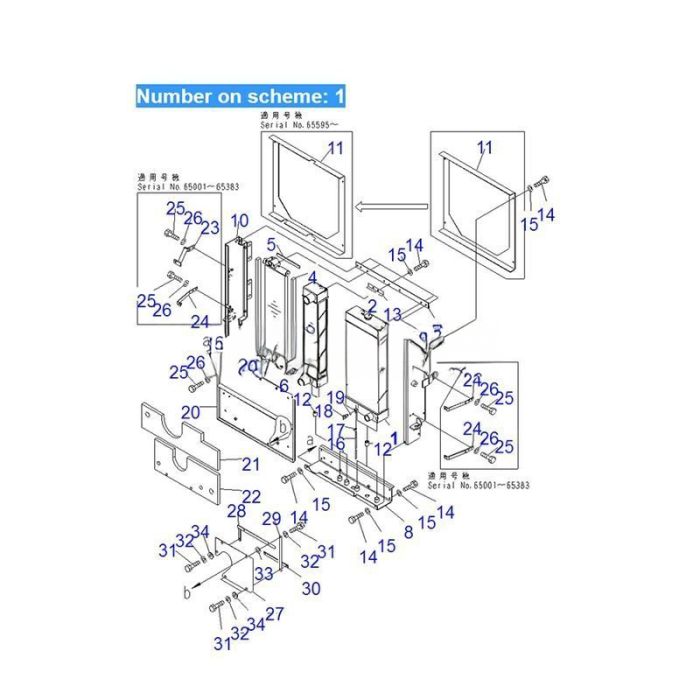 Komatsu For Komatsu Wheel Loader WA200-5 WA250-5 WA270-5 Water Tank Radiator Core ASS'Y 418-03-31112
