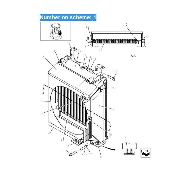Case For Case Excavator CX36B CX31B Water Tank Radiator Core ASS'Y PW05P00027F1 PW05P00027S001