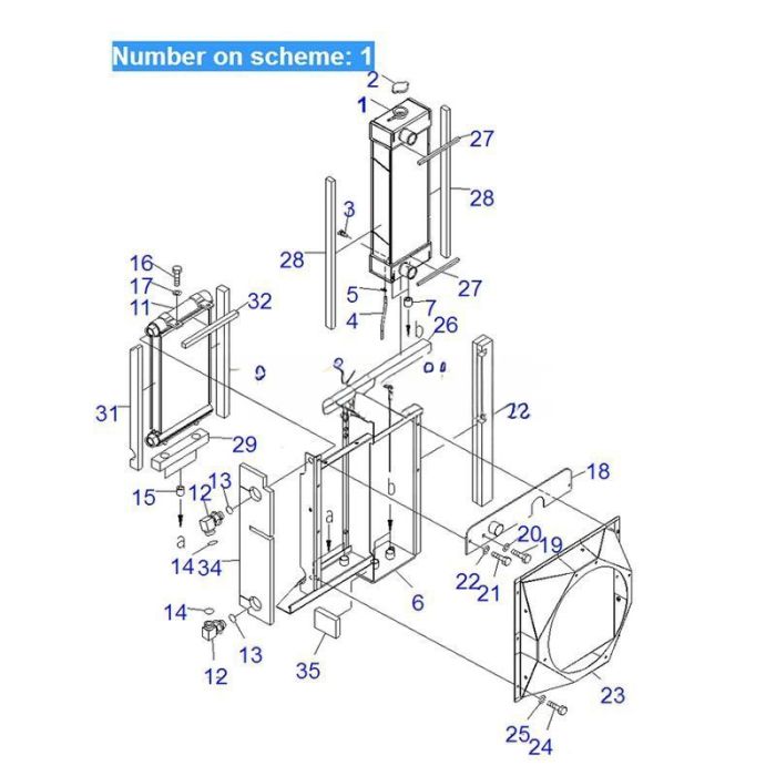 Komatsu For Komatsu Excavator PC40MR-2 PC40MR-2-AC PC50MR-2 PC50MR-2-AC Water Tank Radiator ASS'Y 22M-03-21330