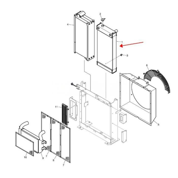 Doosan Water Tank Radiator 440211-00829 Compatible for Doosan Daewoo Excavator DX140LC-5 DX160LC-5 DX165W-5 DX180LC-5