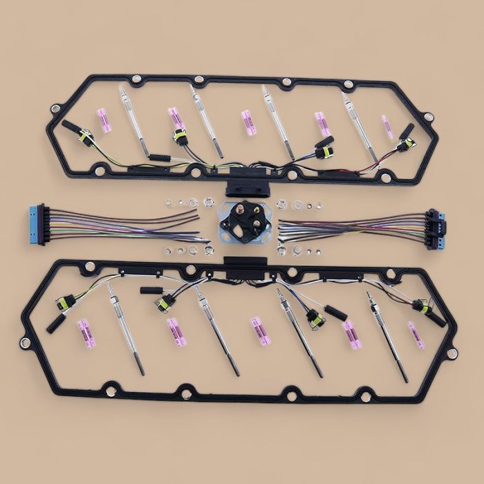 Ford Valve Cover Gaskets + Inner Injector Glow Plug Harness with Relay + 8 Glow Plugs F81Z-6584-AA F81Z-9D930-AB Compatible for Ford 1999-2003 Powerstroke 7.3L F250 F350 E250 E350