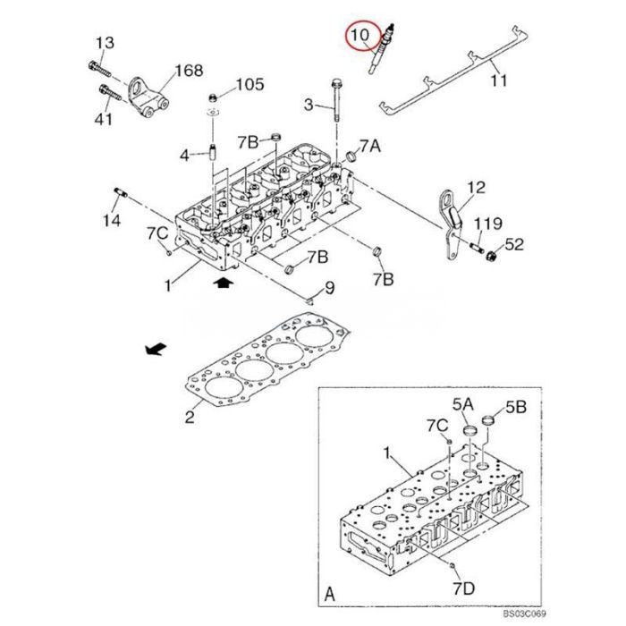 Isuzu 4 PCS Glow Plug 86990080 Compatible for Isuzu Engine 4JG1 CASE Excavator CX75SR CX80