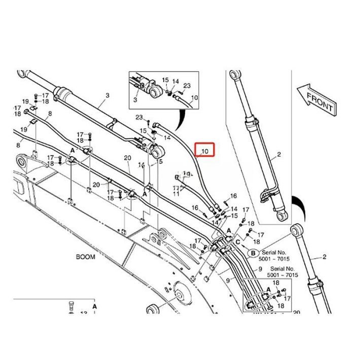 Doosan High Pressure Hose DS2038146 Compatible for Doosan Excavator DX300LC DX300LL