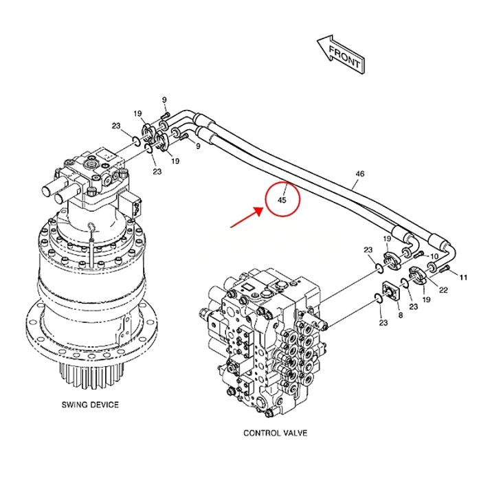 Doosan High Pressure Hose DS2045252 Compatible for Doosan Daewoo Komatsu Excavator DX300LC DX300LL DX300LCA SOLAR 300LC-7A SOLAR 30LC-V