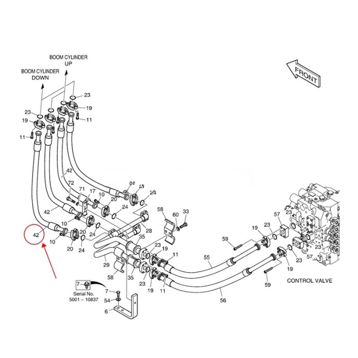 Doosan High Pressure Hose DS2038165 Compatible for Doosan Daewoo Komatsu Excavator DX300LC DX300LCA