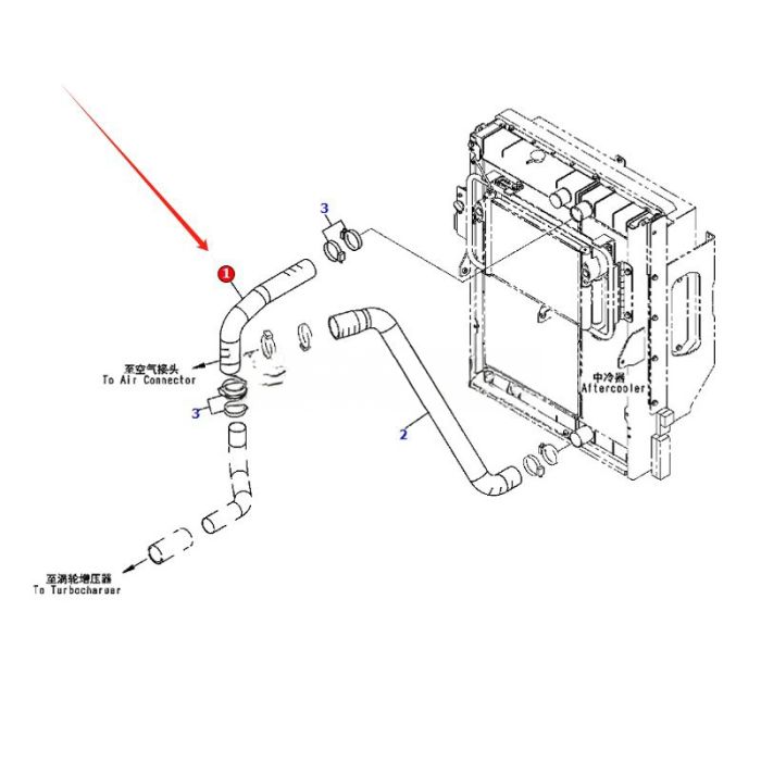 Komatsu Aftercooler Hose 423-03-D1860 Compatible for Komatsu Wheel Loader WA380-6