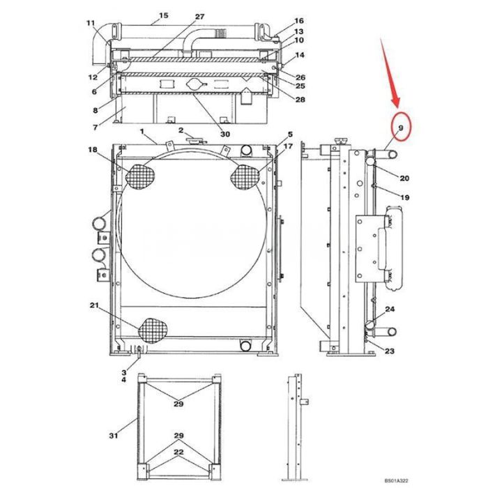 CASE Oil Cooler LN00068 Compatible for CASE CX210 CX210LR Crawler Excavator