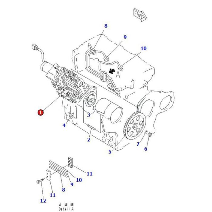 Komatsu Fuel Injection Pump YM729212-51360 Compatible for Komatsu Engine 3D84E-3C 3D84E-3B Excavator PC38