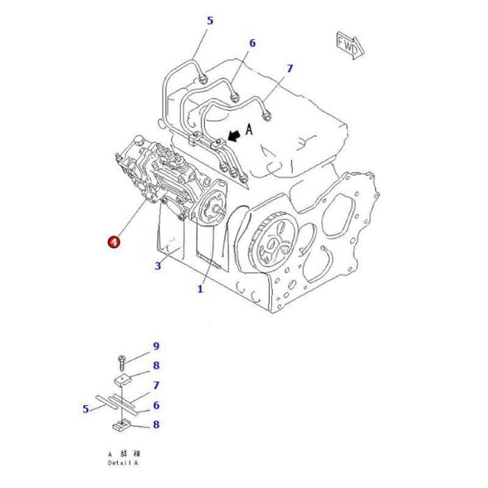 Komatsu Fuel Injection Pump YM729210-51450 Compatible for Komatsu Engine 3D84E-3LB 3D84E-3LN