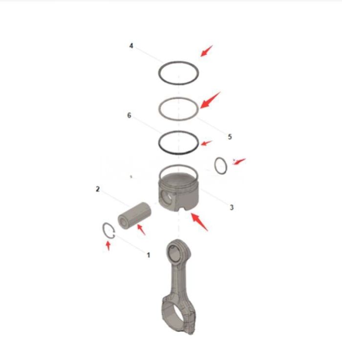 Cummins 1 Set Engine Piston Kit 6445690 Compatible for Cummins Engine 6C8.3 ISBE4 ISC8.3 ISL9