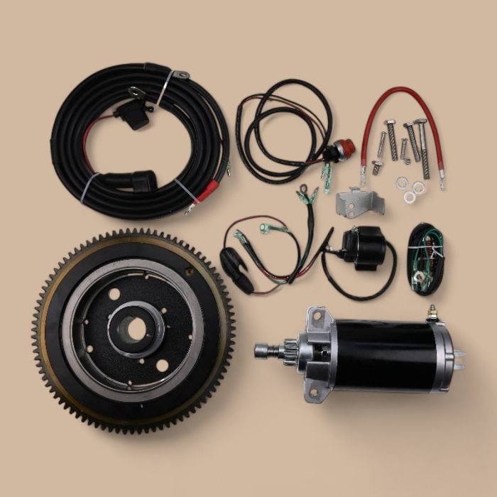 Yamaha Electric Start Motor Kit Compatible for Yamaha Outboard E40X 40Hp 2 Stroke Enduro 66tk 66t Flywheel