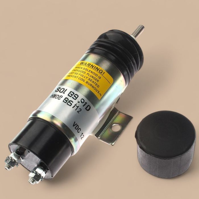 Kubota 2 Terminals 12V Dual Coil Pull Solenoid D610-B1V12 68990-015 Compatible for Kubota Engine WG750 DF752 DF-750 DF972 D905