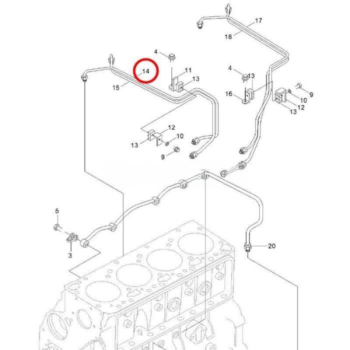 Cummins Fuel Supply Tube 3904204 Compatible for Cummins Engine B3.9 4B3.9 4BT3.9 4BTA3.9 ISB QSB Hyundai Excavator R130LC R130LC-3 R130W