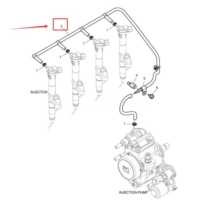 Doosan Fuel Hose Assembly 420103-00115D Compatible for Doosan Exacavator DX57W-5 E57W